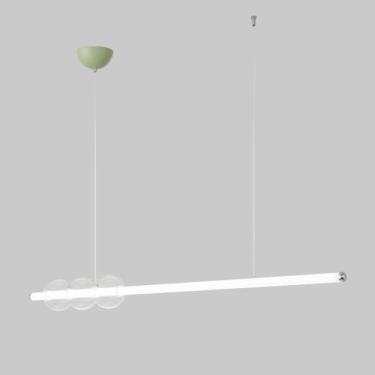 Imagem de Luminária pendente LED, moderna, linear, suspensa, luminária para ilha de cozinha, lustre branco minimalista, luzes de teto com globo de vidro para sala de jantar, mesa de bilhar, loja