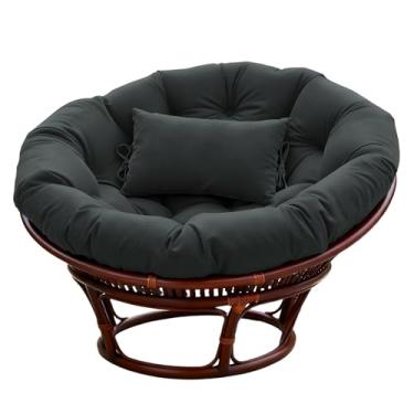 Imagem de BCKNT Almofada de cadeira redonda Papasan espessa com encosto de cabeça, almofada de assento confortável para pendurar e pendurar para pátio de jardim externo e interno (sem assentos)
