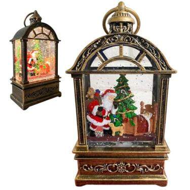 Imagem de Luminaria Natal Natalina Musical Globo de Neve Papai Noel Arvore Presente Lamparina Decoraçao Mesa Estante Sala Quarto Loja Festa Fim de Ano Enfeite
