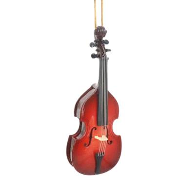Imagem de Dselvgvu Cordas de madeira de 13 cm Miniatura Contrabaixo Ornamento Pendurado Mini Instrumento Musical Réplica Árvore de Natal Decoração de Casa Ornamento de Exibição de Baixo Vertical Modelo