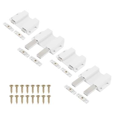 Imagem de PATIKIL 4 travas magnéticas, 11,5 cm x 10 cm, grandes travas duplas de empurrar para abrir porta de toque, trava de pressão para armário para gaveta de fechamento de guarda-roupa de cozinha oculta