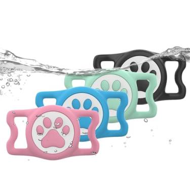 Imagem de WhoseID Suporte para Airtag IP68 Waterpoof para cães, suporte de silicone elástico para Apple Air Tag, para coleira de cães e gatos, adequado para coleira de todas as larguras (preto/verde/azul/rosa)