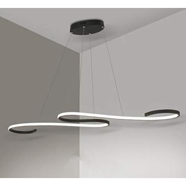 Imagem de Luminária pendente LED regulável para teto, mesa de jantar, luminária suspensa com controle remoto, lustre de acrílico com design curvo para sala de estar, quarto, escritório, ilha de cozinh