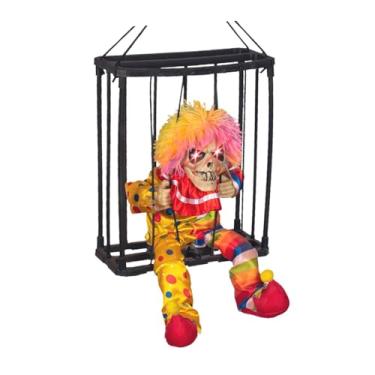 Imagem de Fenteer Brinquedo de pendurar em gaiola de caveira falante assustadora para Halloween, acessório fotográfico com olhos brilhantes, brinquedo de esqueleto para, Amarelo