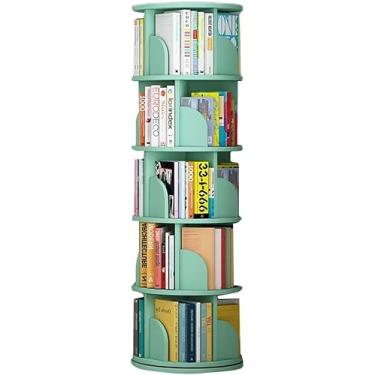 Imagem de AKALNNB Estante giratória de 360 graus MDF sólido estante giratória 3/4/5 prateleira giratória para casa estante de livros de alta densidade com defletor, verde - 40 x 160