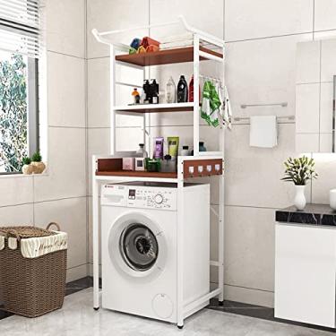 Imagem de Estruturas de armazenamento para lavadora, piso para vaso sanitário, prateleira de armazenamento de 3 camadas sobre Washinghine, unidade de estante de metal, lavanderia expansível, lavadora, secador