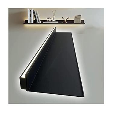 Imagem de Prateleiras de alumínio montadas na parede, prateleira de exibição flutuante com luz LED iluminada incorporada, suporte para livros de plantas para barra de entrada, bancada, sala de estar (cor: B