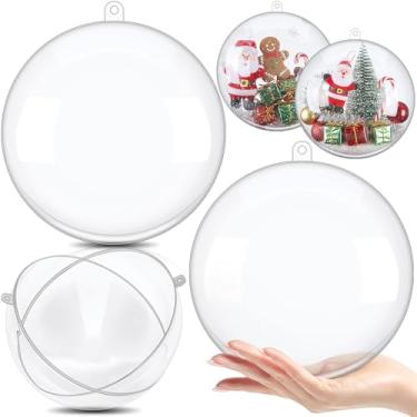 Imagem de Jenaai 2 peças de 200 mm bola de enfeites de Natal transparentes preenchíveis grandes bolas de acrílico de plástico transparente enfeites de Natal para artesanato, decoração de festa de casamento faça