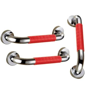 Imagem de Barra de Apoio 40cm Inox Kit 3 uni Suporte Antiderrapante Banheiro Box Escada Gestante Acessibilidade Cadeirante