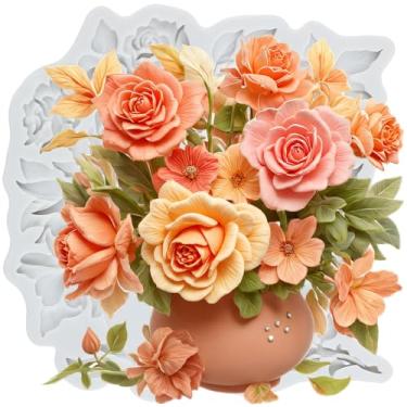 Imagem de MYPRACS Moldes de silicone de fondant rosa para decoração de bolos de açúcar, topo de cupcake, pasta de goma de chocolate, argila de polímero