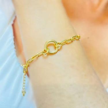 Imagem de Pulseira Tijolinho Largo Com Círculo para Pingente - Lamour