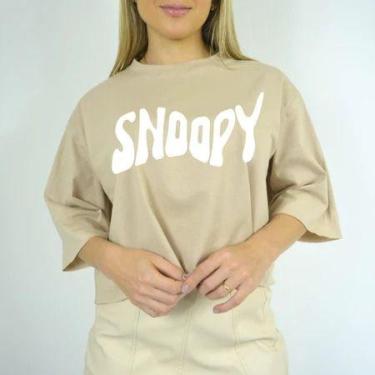 Imagem de Top Cropped Feminino Estampa Snoopy Diversas Cores Malha Algodão - loj