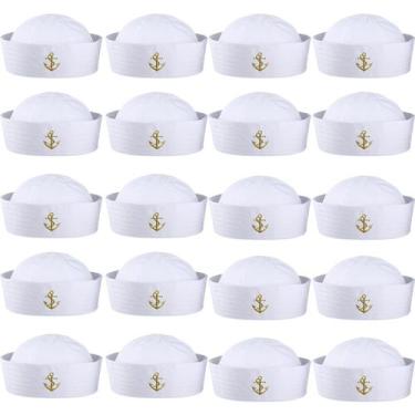 Imagem de Chapéus de marinheiro Boao, 20 unidades de iate náutico branco Captain