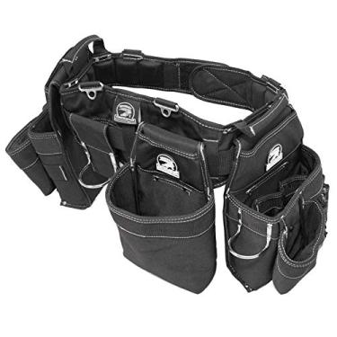 Imagem de Gatorback B145 Carpenters Triple Combo com Cinto de Suporte Pro-Comfort nas costas. Para melhor caimento, meça o tamanho real da cintura sobre as roupas., B145, Black w/White Stitching, Medium
