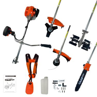 Imagem de Roçadeira Bipartida Gasolina 52cc 2,5HP Multifuncional 52cc Com Enxada Rotativa + Sabre Motopoda de Galhos Carbon Fak