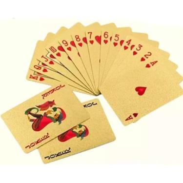 Imagem de Baralho de Cartas Dourado Deck Completo Impermeável à Prova de Água Para Jogo Truco Poker (Kit C/ 4)