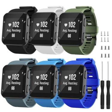 Imagem de TopPerfekt Pulseira compatível com Garmin Forerunner 35, pulseira de silicone macio de substituição para relógio inteligente Garmin Forerunner 35 (pacote com 6/4 (fivela preta))