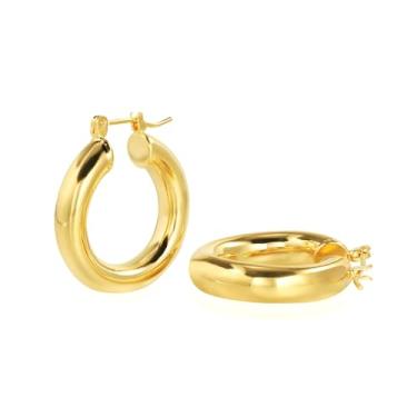 Imagem de Brincos de argola de ouro grosso para mulheres, brincos de argola de corda torcida grossa folheados a ouro 14 k leve hipoalergênico brincos de argola abertos grossos para presente feminino, Latão, Ágata