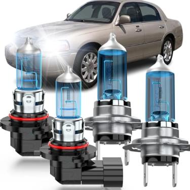 Imagem de SJMYXCLW Compatível com lâmpadas de halogêneo Lincoln Town Car 2003 2004 2005 2006 2007 2008 2009 2010 2011, 9005 Hi Beam H7 Lo Beam, 300% mais brilhante 6000K super branco, Plug and Play, pacote com