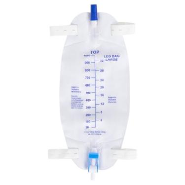 Imagem de Vive Bolsa de drenagem urinária de perna com capacidade de 1000 ml, tubo de 45,7 cm - 1 pacote de bolsa de urina médica para usuários de cateter e incontinência - Mecanismo de fácil acesso e válvula