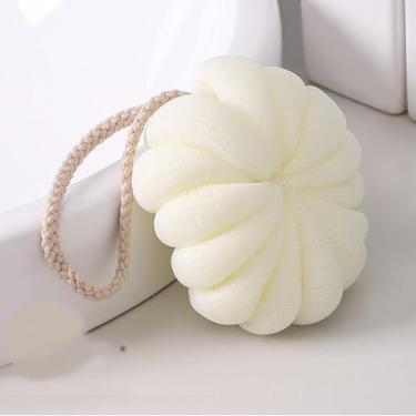 Imagem de 1 peça de bola de banho de abóbora bucha longa malha esfoliante de banho esponja de banho esfoliante chuveiro bucha banheira esfoliante esponja esponja de banho esponjas de malha flores de banho