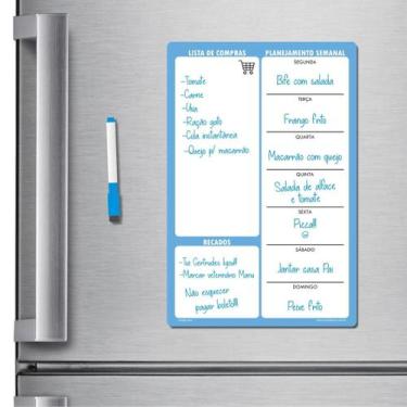 Imagem de Ímã de geladeira porta recados planner 20 x 30cm modelo azul - Micro O