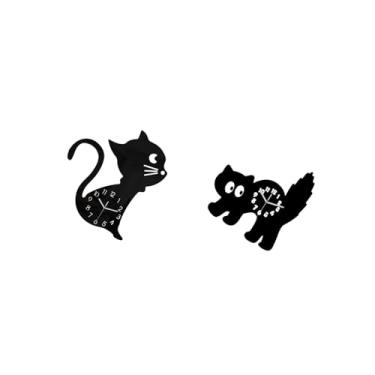 Imagem de Fenteer Relógio de Parede de Acrílico com Desenho de Gato, Ornamento Decorativo, Moderno, Estético, Sem Tique-taque, Fácil, Relógio Pendurado para Sala