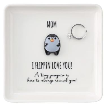 Imagem de HOME SMILE Presentes de aniversário para mãe, filha e filho, anel de pinguim, bandeja de joias - I Flipping Love Yo-Mother Gift for Christmas Mother Day Mama Mother in Law Bonus Mom