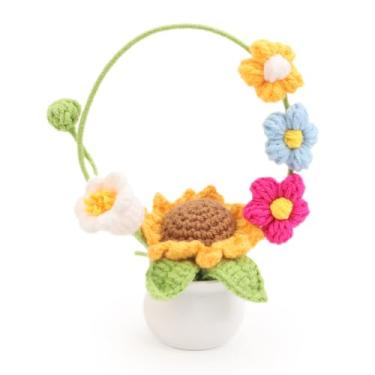 Imagem de Solarfun feito à mão em crochê, girassol, lírio do vale e flores folhadas, arranjo floral amigurumi, mesa exclusiva, presente para casa e escritório, agradecimento ao professor