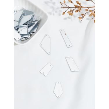 Imagem de 50 peças de pingentes de elos de prata, peças de acrílico com furos conectores de elos acessórios para fantasia vestidos de noite roupas decoração de vestido de noiva, 9~17x23~28x1,3 mm, orifício: 1,2