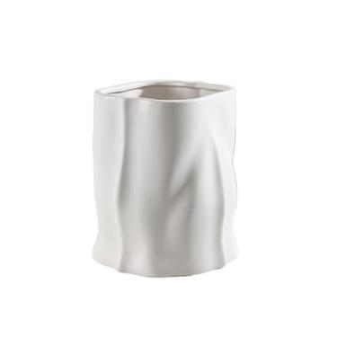 Imagem de Vasos de plantas Vaso de cerâmica nórdico criativo irregular 22 cm diâmetro sala estar vaso planta verde decoração para casa(Branco)