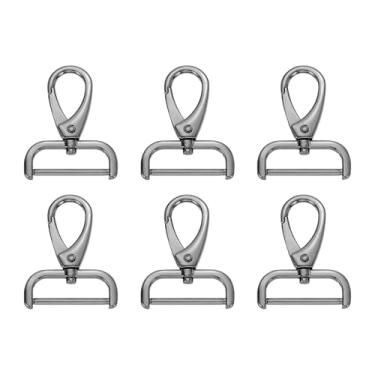Imagem de HARFINGTON 6 peças de gancho de pressão destacável fecho giratório 32 mm liga de zinco lagosta fecho de garra para chaveiro, bolsa de cordão, alça de bolsa faça você mesmo, preto