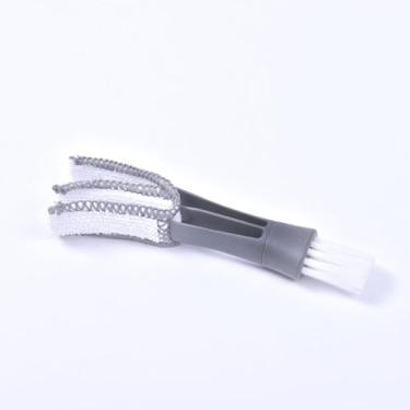 Imagem de Ar condicionado interior do carro Swing Page Gap Outlet Escova de limpeza de cabeça dupla teclado poeira (cinza e branco)