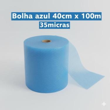 Imagem de bobina plastico bolha reforçado 40cm x100 metros azul 35 MICRAS - Tutt