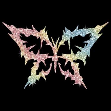 Imagem de Adesivo de PVC brilhante borboleta brilhante arco-íris autoadesivo impermeável fácil de aplicar para carros, laptops, caminhões, motocicletas, parede, janela, bagagem, (colorido)