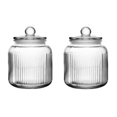 Imagem de Conjunto De 2 Potes Herméticos De Vidro Canelado 900 Ml Essência Lyor