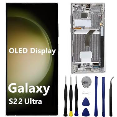 Imagem de Tela de substituição OLED para Samsung Galaxy S22 Ultra S22ultra 5G S908U S908B/DS S908U1 S908W S908E Display LCD Touch Screen Digitalizador Suporte Impressão Digital e S-Pen (com moldura branca +