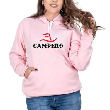 Imagem de Moletom Feminino Casaco Canguru Capuz Algodão Estampado - Campero, P, 