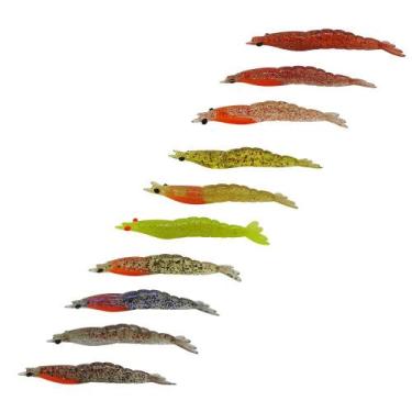 Imagem de Kit 10pç Camarão Artificial Robaleiro 5,8cm Robalo Matadeira