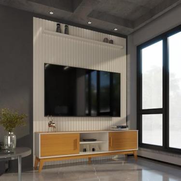 Imagem de Painel Ripado Com Rack Tv 75 Polegadas Domus 184cm - Off White