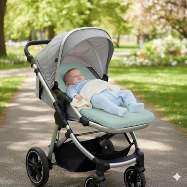 Imagem de Colchonete Para Carrinho Bebê Modelo Moises Tradicional Universal Espuma Soft (Verde)