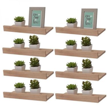 Imagem de Kit 8 Prateleiras Carvalho Suporte Mercado das Prateleiras