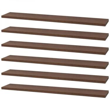 Imagem de Kit 6 Prateleiras Nogal Suporte Mercado das Prateleiras