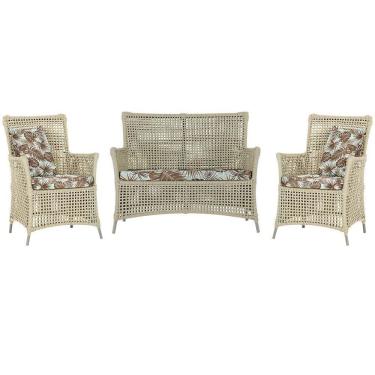 Imagem de Jogo Sofá E 2 Poltronas Igapó Alumínio Fendi E6 Trama Rami