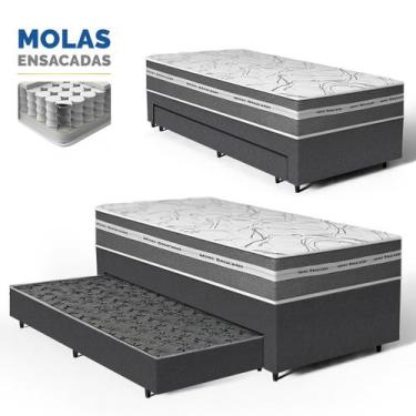 Imagem de Cama Box com Colchão de Molas Ensacadas Luve e Auxiliar de Espuma Uniq