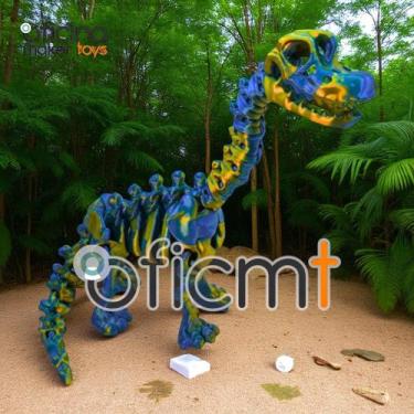 Imagem de Braquiossauro Esqueleto Articulado com Graveto Brinquedo Jurassic Fóss