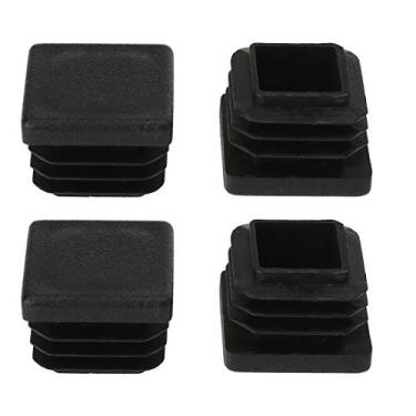 Imagem de uxcell 22 x 22 mm tampa de plástico quadrado canelado inserções extremidade 4 pçs, para 0,75" a 0,83" tamanho interno, cadeira de móveis Pés de mesa protetor de chão