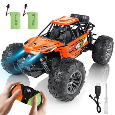 Imagem de Carrinho De Controle Remoto Off Road Recarregável Buggy Monster Truck Estilo 4x4 Com 2 Baterias (Laranja)
