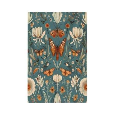 Imagem de DWBGUO Capa decorativa de placa de interruptor com borboleta rústica flor branca em fundo azul design 1 gangue sem dispositivo único capas de tomada em branco para placa de parede capas de interruptor