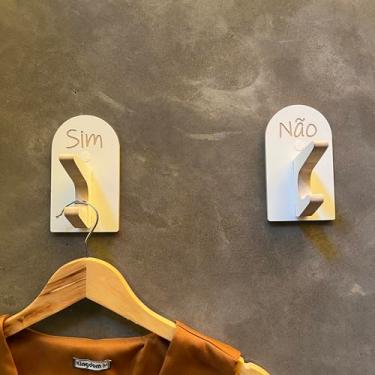 Imagem de 4 Ganchos Provador de loja Sim Não Arco Capela Boho Premium Branco